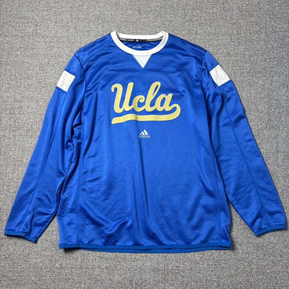 UCLA Adidas Long Sleeve Shirt Mens L Blue NCAA Training Climalite 4976A